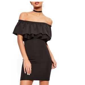 Missguided Bardot Ruffle Bodice Dress